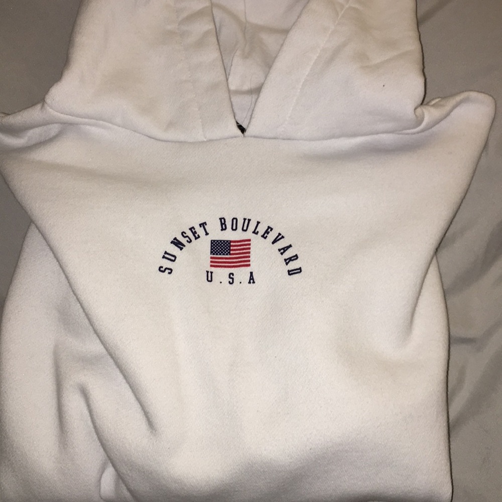 White Cropped Sweatshirt with Hoodie